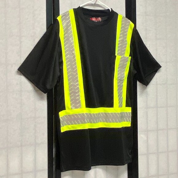 Tingley Job Sight Reflective Safety Tee Shirt XL Black Yellow Hi-Vis Workwear - Picture 3 of 14